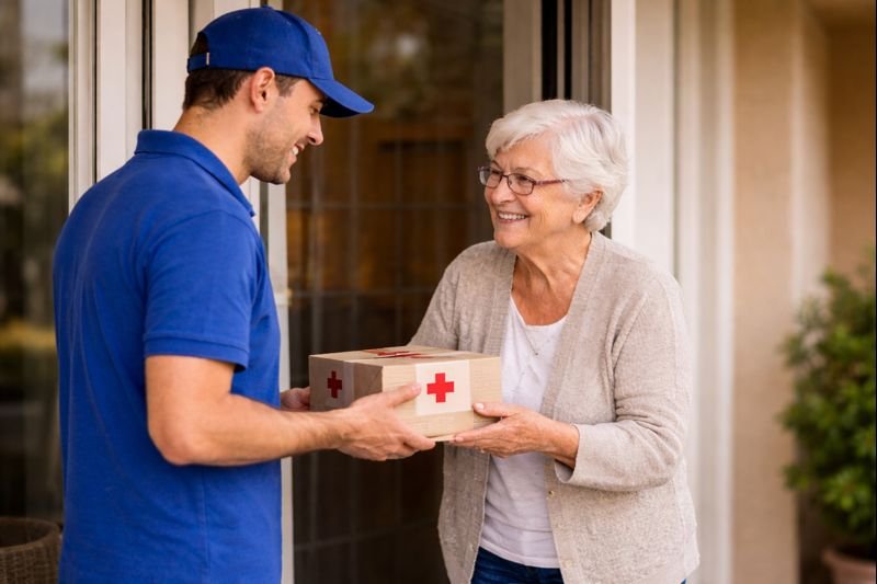 Entrega directa - Delivery entregando paquete